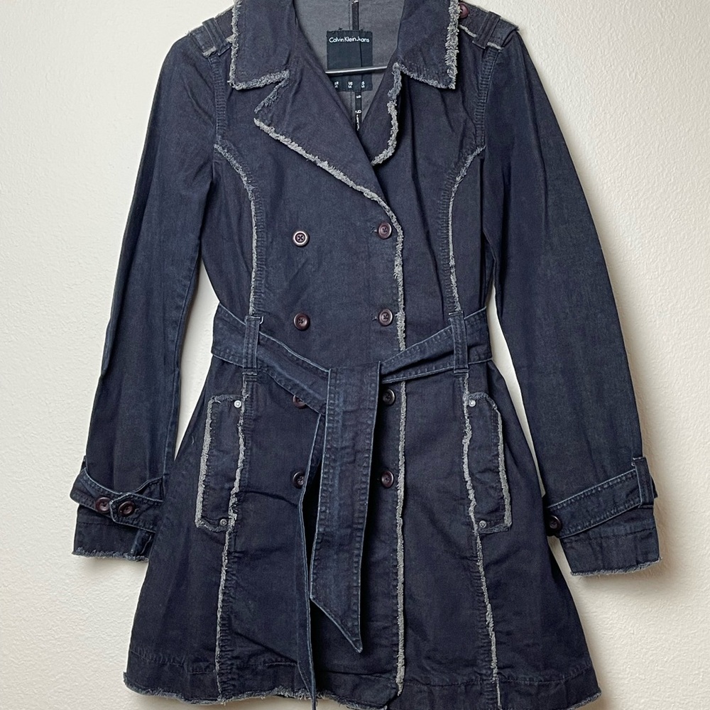 Calvin Klein Jeans, Long Coat Jeans, Size M, Belted